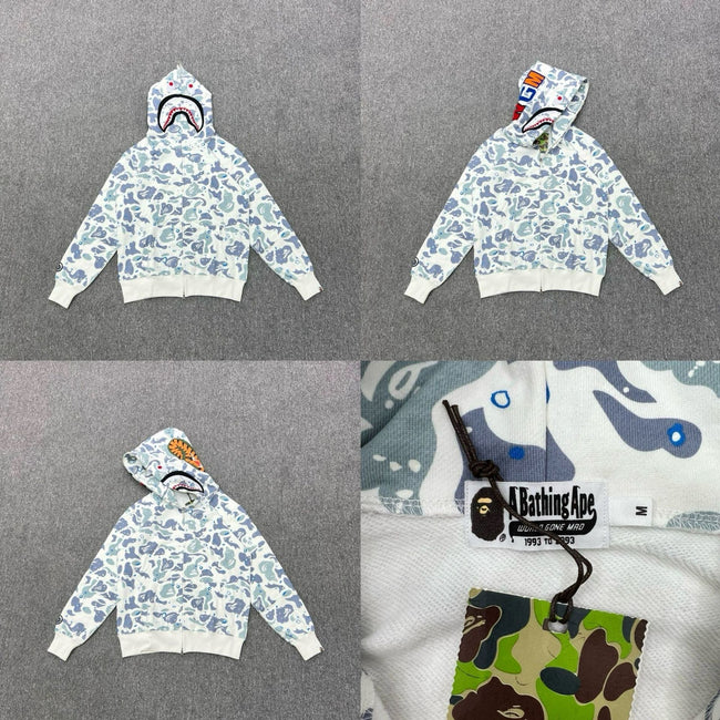 A BATHING APE ABC Camo Shark Full Zip Hoodie Blue White Main Image