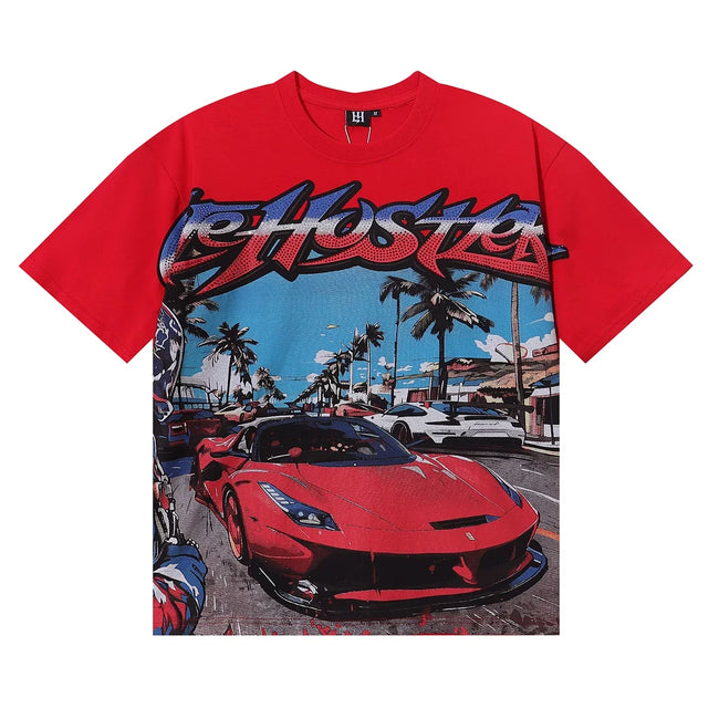Life Hustlers Supercar Racing Graphic Tee - Red Hover Image