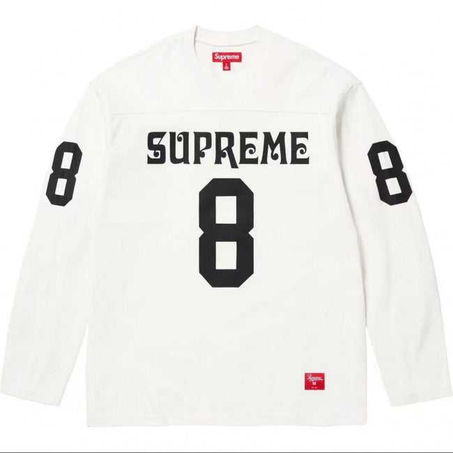 Supreme Number 8 Long Sleeve Top - White / Black Hover Image