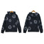 "Denim Tears" Dark Navy/Grey Floral Pattern Full-Zip Hoodie