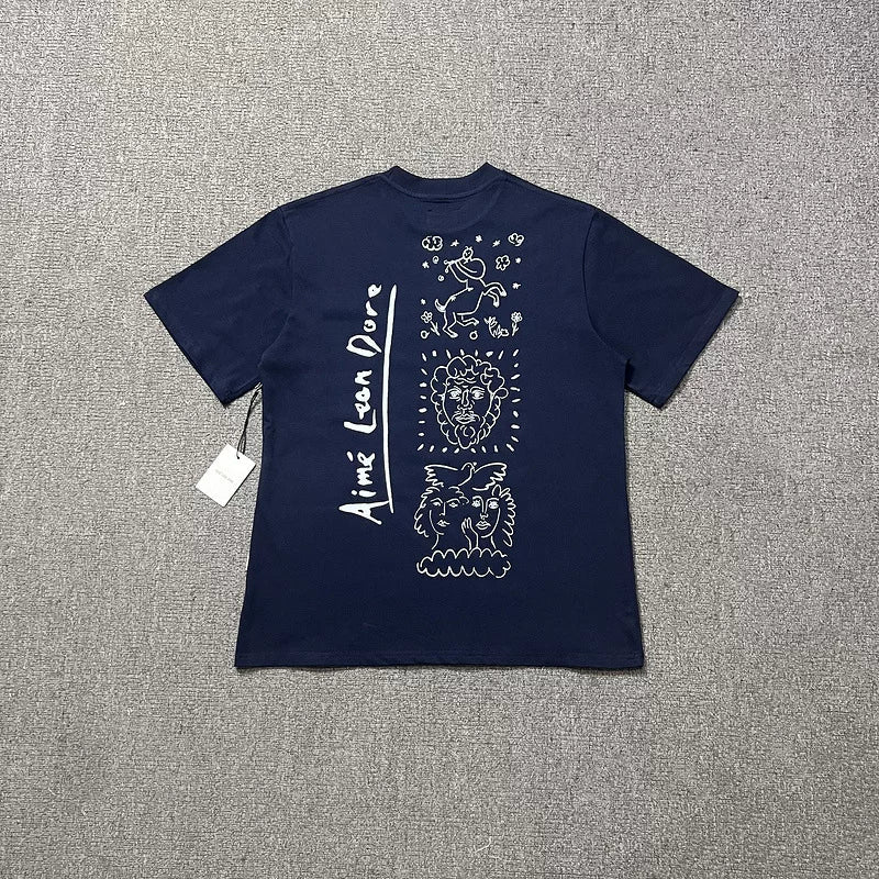 Aimé Leon Dore Line Sketch Graphic Tee - Navy