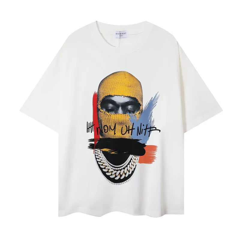 IH NOM UH NIT Yellow Mask Brushstroke Graphic Tee - Off-White