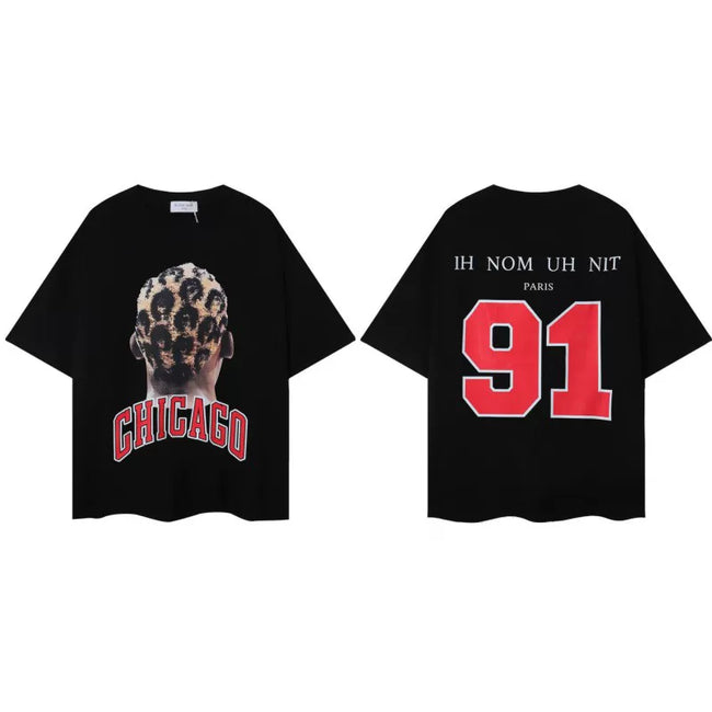 IH NOM UH NIT Chicago 91 Rodman Braids Graphic Tee - Black Hover Image