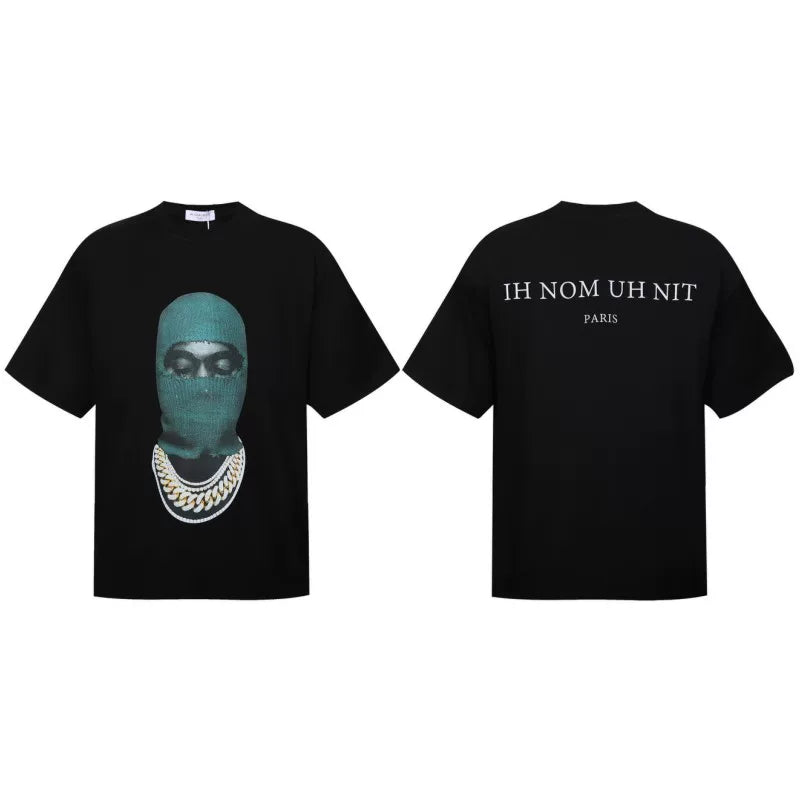 IH NOM UH NIT Green Mask Cuban Link Graphic Tee - Black