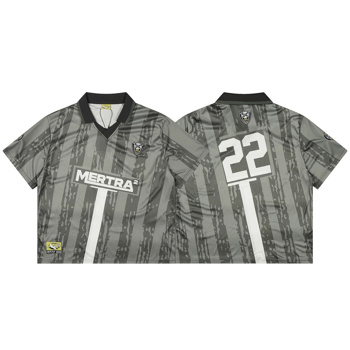 Mertra Vintage Patterned Soccer Jersey - Grey/Black