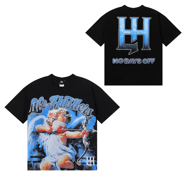 Life Hustlers Cupid Archer Graphic Tee - Black (Blue Edition) Hover Image