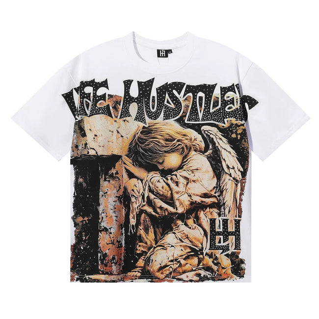 Life Hustlers Stone Angel Statue Graphic Tee - White Hover Image
