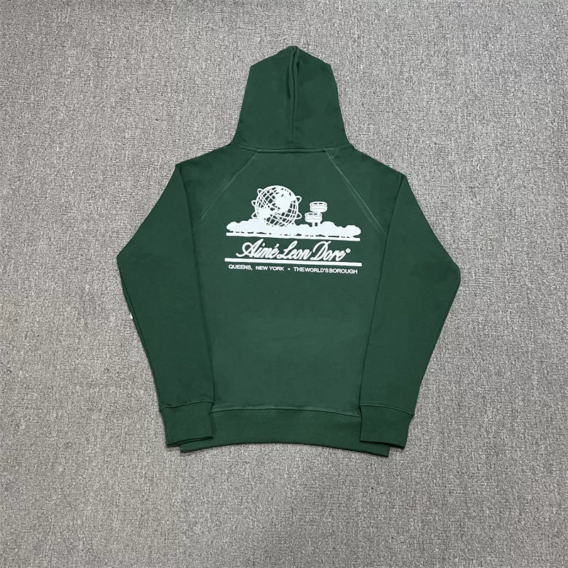 Aimé Leon Dore World Graphic Hoodie - Forest Green