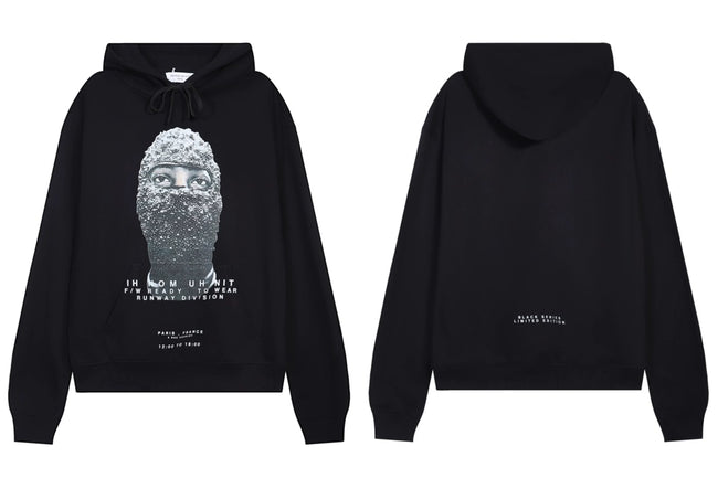 IH NOM UH NIT Rhinestone Mask Hoodie - Black Hover Image