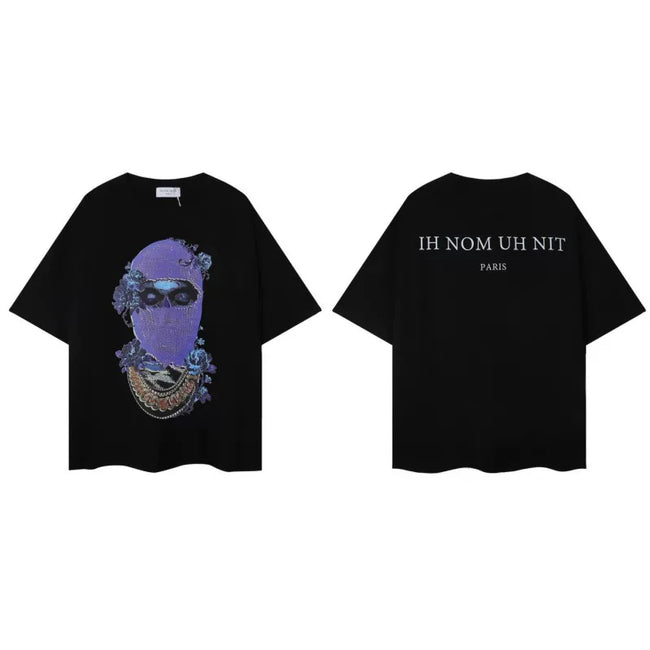 IH NOM UH NIT Purple Floral Mask Graphic Tee - Black Hover Image