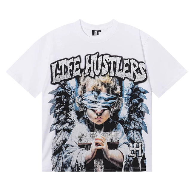 Life Hustlers Blindfolded Cherub Graphic Tee - White Hover Image