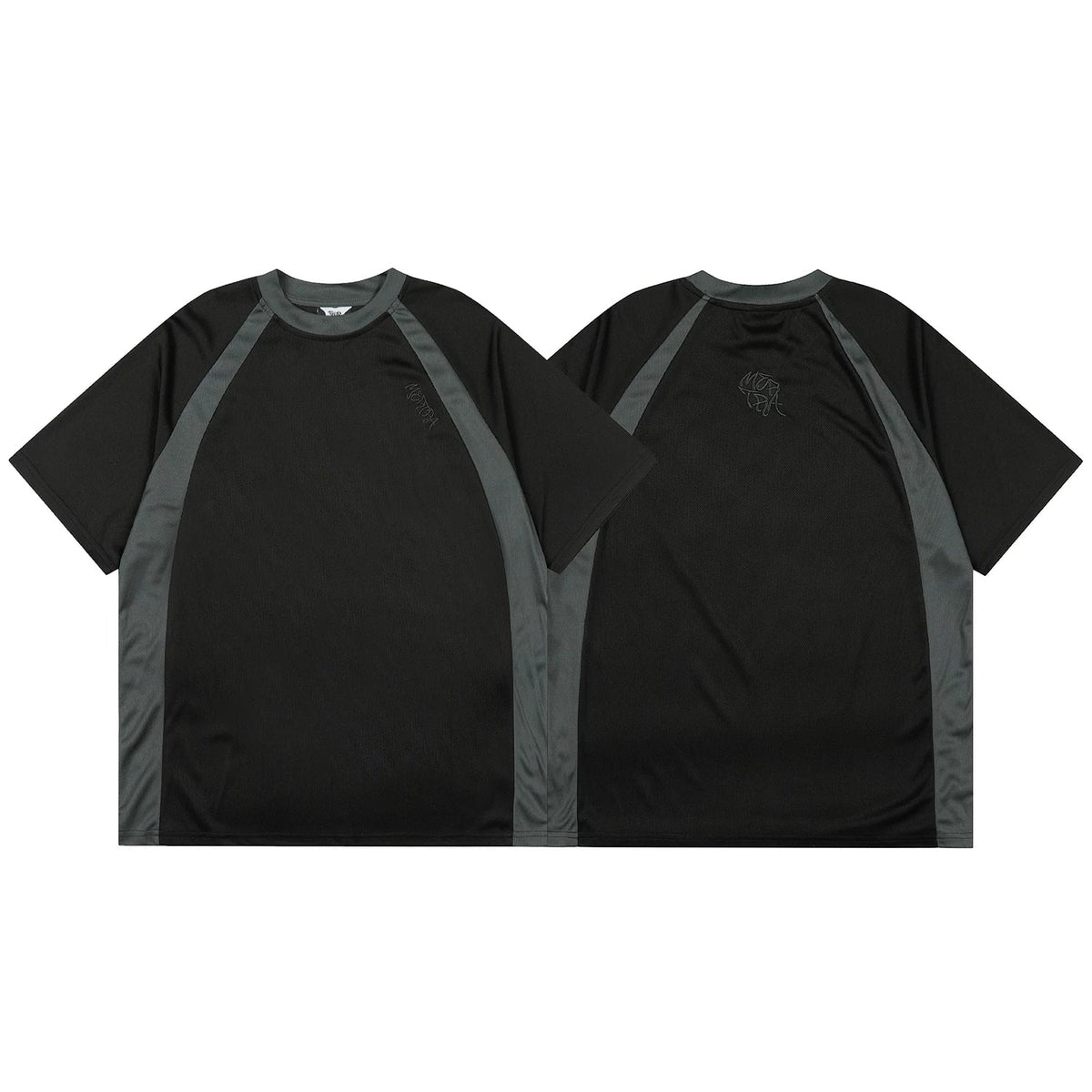 Mertra Technical Contrast Panel Raglan Tee - Black/Grey
