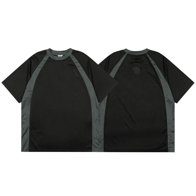 Mertra Technical Contrast Panel Raglan Tee - Black/Grey Hover Image