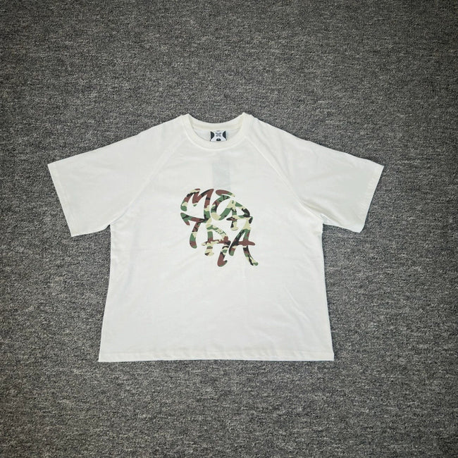 Mertra Floral Logo Tee - White (Green Floral) Hover Image