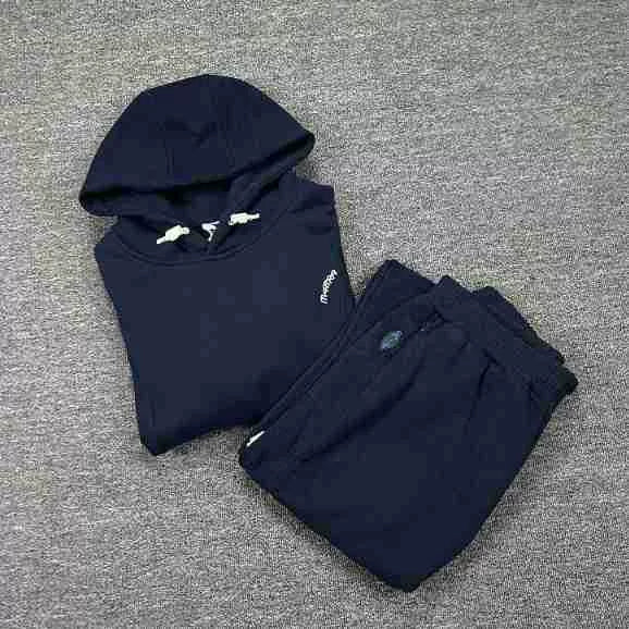 Mertra Minimalist Fleece Tracksuit Set - Navy Blue Hover Image