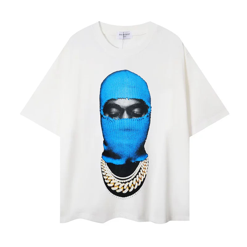 IH NOM UH NIT Blue Mask Cuban Link Graphic Tee - Off-White