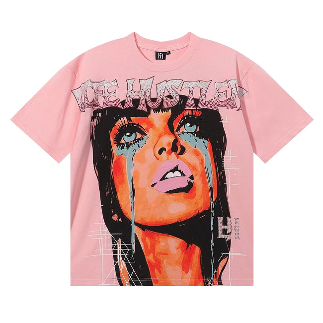 Life Hustlers Crying Woman Graphic Tee - Pink Hover Image