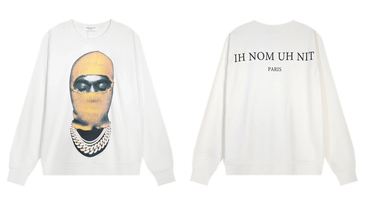 IH NOM UH NIT Yellow Mask Cuban Link Sweatshirt - Off-White
