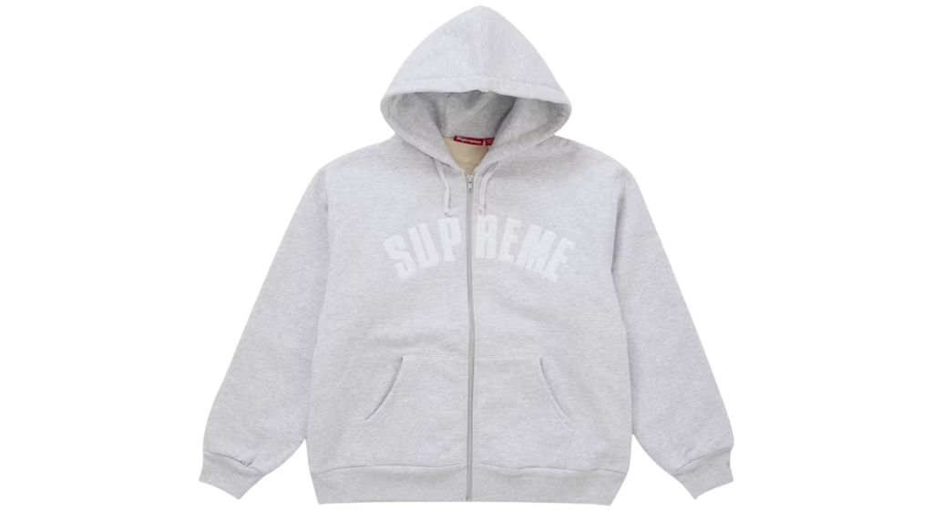 Supreme Arc Thermal Lined Zip Up Hoodie Ash Grey
